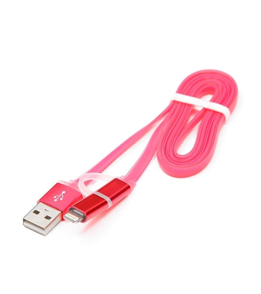Кабель USB2.0 Cablexpert CC-mAPUSB2pk1m, AM/microBM 5P - iPhone lightning, 1м, комбо кабель, алюминиевые разъемы, розовый, блистер