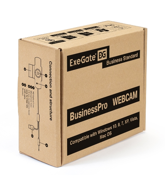 Веб-камера ExeGate BusinessPro C922 HD 1280x720, 30 кадр/с, USB Type-A, микрофон (шумоподавление), универсальное крепление
