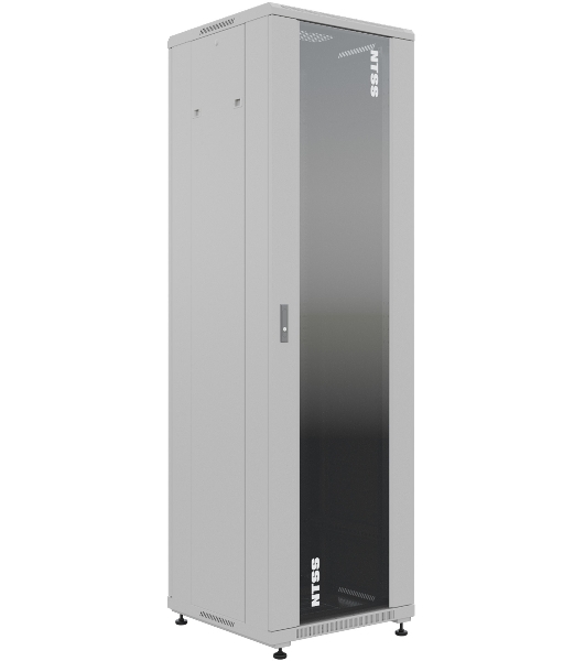 Шкаф серверный NTSS Премиум (NTSS-R42U6060GS) напольный 42U 600x600 мм пер. дв. стекл. металл 900 кг серый IP20 сталь