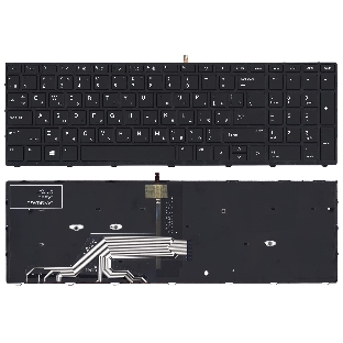 Клавиатура для ноутбука HP Probook 450 G5 черная с черной рамкой и подсветкой