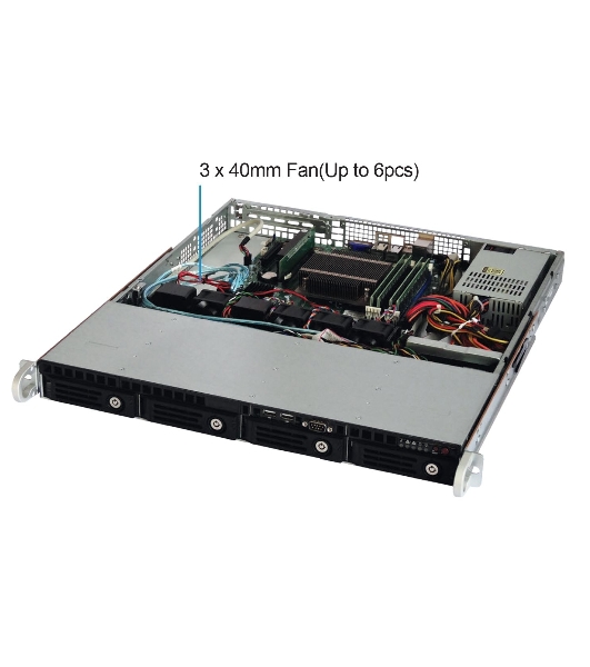 Серверный корпус Ablecom 1U chassis; Mini-ITX, Micro-ATX, ATX MBs; 4 x 3.5'' hsb; 2 x USB; 1 x COM port (Front); 1 x FH expantion slot; 600W (1+1) (80 Plus Platinum); no rails