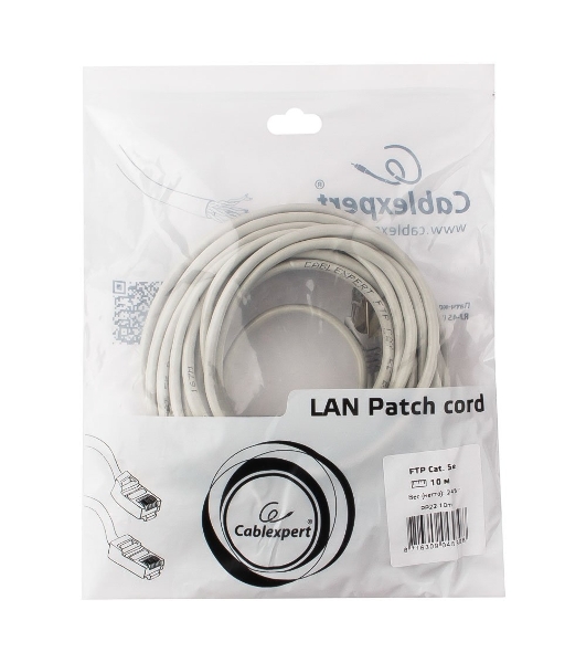 Патч-корд FTP Cablexpert cat.5e, 10м, литой, многожильный серый