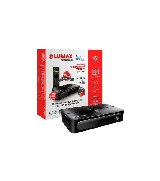 Приставка для цифрового ТВ LUMAX DV2118HD черный, DVB-T2, DVB-T, DVB-C, HDMI, USB 2.0