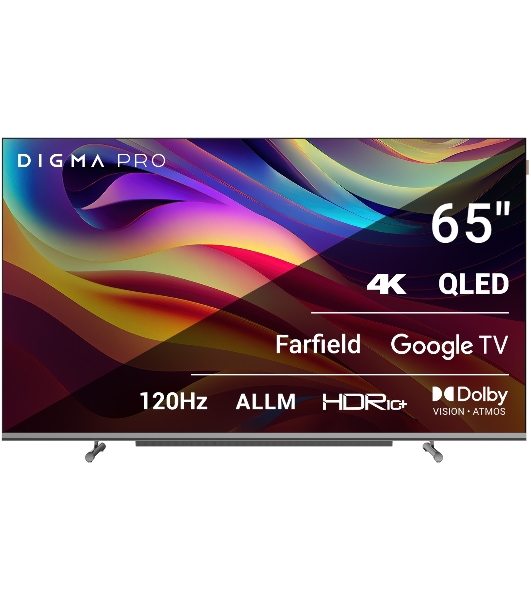 Телевизор Digma 65' Pro 65L черный QLED UHD 120Hz GoogleTV
