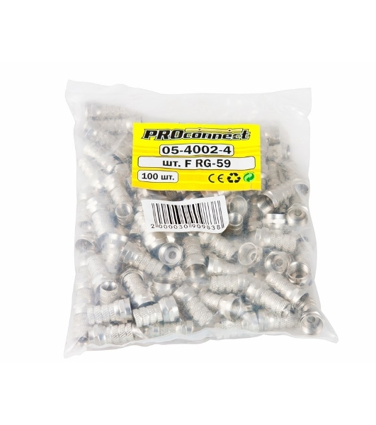 F-разъем RG-59, L=19 мм, цинк PROconnect
