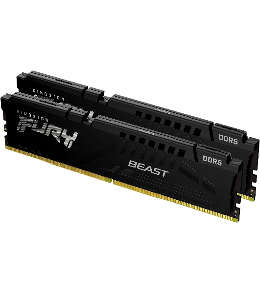 Оперативная память Kingston Fury Beast, DDR5, 32GB (2x16GB), 5200MHz, CL40, DIMM, радиатор, черный