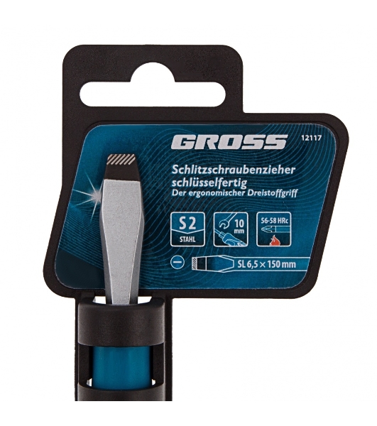 Отвертка Gross SL6,5 x 150 мм, S2, трехкомпонентная рукоятка