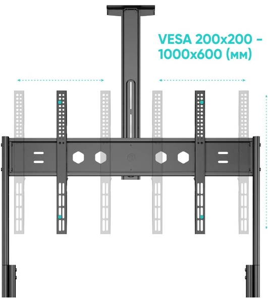 Подставка для телевизора ONKRON TS2080 черный 60'-120' макс.150кг напольный мобильный