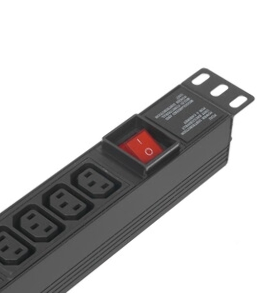 Блок розеток горизонтальный ExeGate ServerPro PDU-19H001 Al-10С13-C14-SW, 1U, Алюминий, 10 IEC 320 C13, С14, выкл. с подсветкой, черный