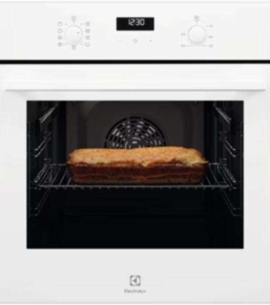 Встраиваемый духовой шкаф Electrolux EOF5F50BV, Электрический духовой шкаф с конвекцией, приготовление на пару, объем 65 л, 8 режимов, очистка каталитическая, 2 стекла в дверце, направляющие проволочные + телескопические (1 уровень)белый