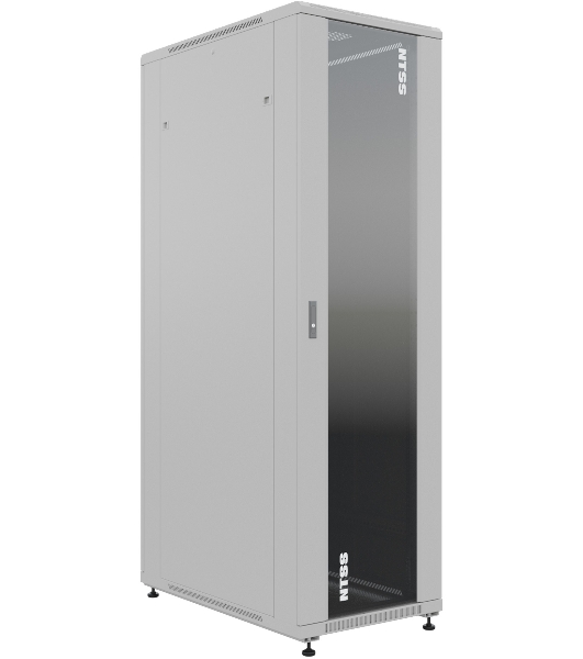 Шкаф серверный NTSS Премиум (NTSS-R42U80100GS) напольный 42U 800x1000 мм пер. дв. стекл. металл 900 кг серый IP20 сталь