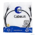 Шнур коммутационный Cabeus, Cat.5e, неэкр., U/UTP, RJ45/RJ45, LSZH, AWG24, 1м, черный, фото 1