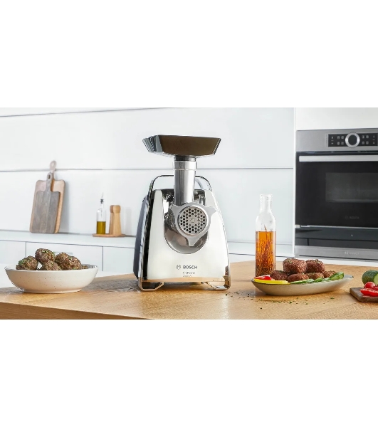Мясорубка электрическая Bosch MFW67440 черный, 2000 Вт, 3.5 кг/мин, реверс, защита от перегрузки, насадки - 4