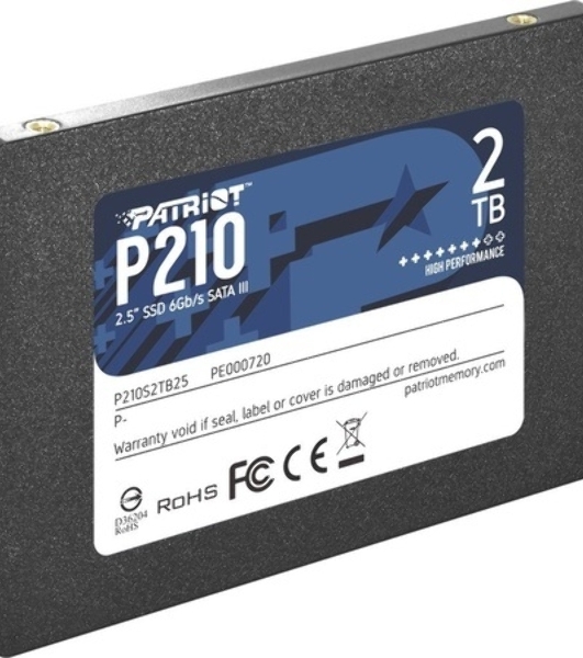 Накопитель SSD Patriot P210, 2Tb, SATA III, 2.5', R/W 520/430