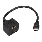 Переходник Rexant штекер HDMI - 2 гнезда HDMI с проводом, черный (10 шт./уп.), фото 1