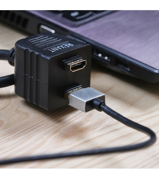 Переходник Rexant штекер HDMI - 2 гнезда HDMI с проводом, черный (10 шт./уп.)