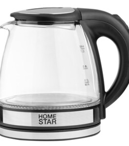 Чайник электрический Homestar HS-1052 1,2 л, стекло/пластик черный
