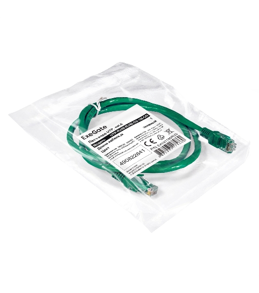 Патч-корд ExeGate UTP-RJ45-RJ45-C6-1M-GN, UTP, cat.6, 1м, зеленый