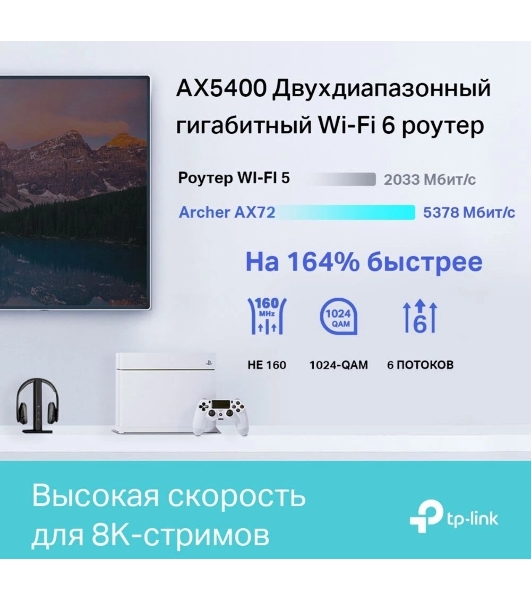 Маршрутизатор TP-Link Archer AX72 AX5400 Dual-Band Wi-Fi 6 Router