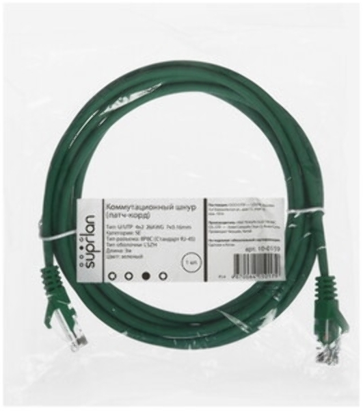 Патч-корд Suprlan 10-0169 UTP RJ-45 вил.-вилка RJ-45 Cat.6 3м серый LSZH