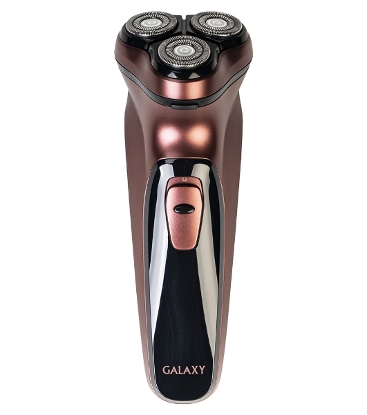 Электробритва Galaxy Line GL 4209, бронзовый, аккумуляторная, 5 Вт, Li-Ion аккумулятор емкостью 600 мА*ч, вр. непр. работы до 1,5 ч, ножи из нержавеющей стали, 3 независимые плавающие головки, возможность промывки бреющего блока, индикатор заряда и работы, встроенный триммер для подравнивания висков, USB зарядка