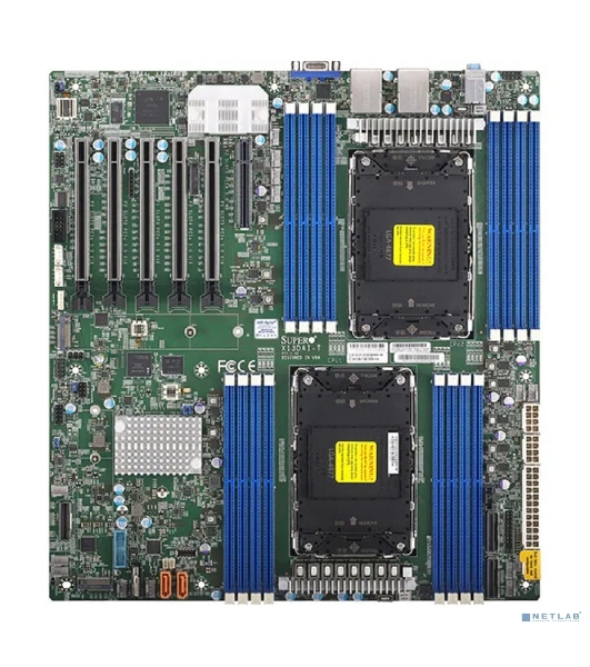 Серверная материнская плата Supermicro MBD-X13DAI-T-B, 2xLGA4677, Intel C741, 16xDDR5, 10xSATA, 2xM.2, 5xPCIe 5.0 x16, 1xPCIe 5.0 x8, 1xVGA, 2x 10Gb LAN, 6xUSB 3.0, 2xUSB 2.0, 1xUSB 3.2 Gen 1, E-ATX