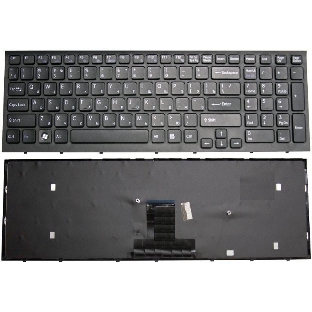 Клавиатура для ноутбука Sony Vaio VPC-EB черная с черной рамкой