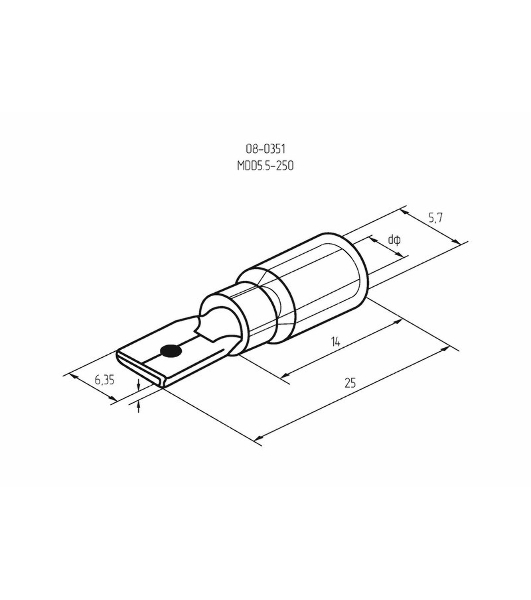 Клемма плоская Rexant изолированная штекер 6.3 мм 4-6 мм² (РПи-п 6.0-(6.3)) желтый