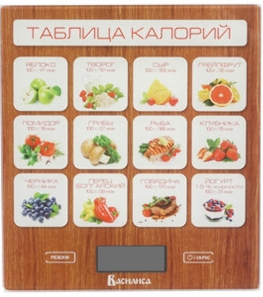 Весы кухонные электронные ВАСИЛИСА ВА-003 'Таблица калорий'