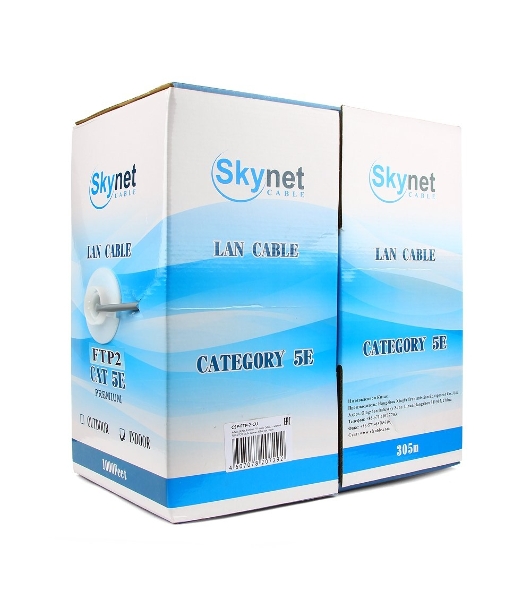 Кабель SkyNet Standart FTP indoor 2x2x0,48, медный, FLUKE TEST, кат.5e, однож., 305 м, box, серый