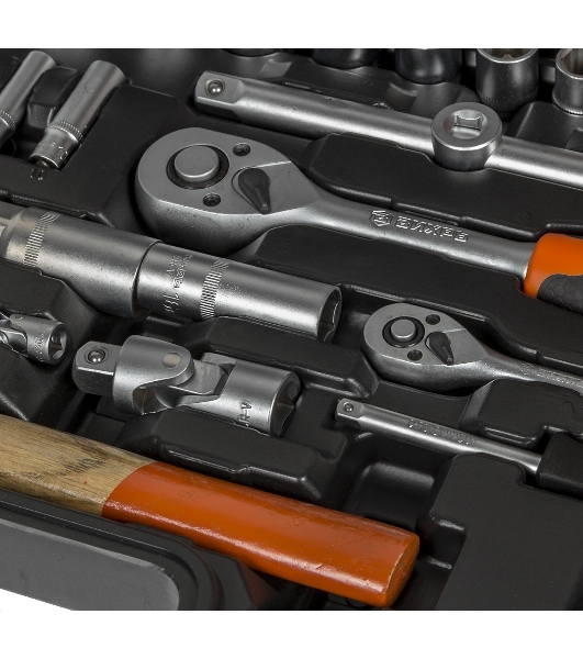 Набор инструментов, 1/2', 1/4', CrV, пластиковый кейс 76 предм