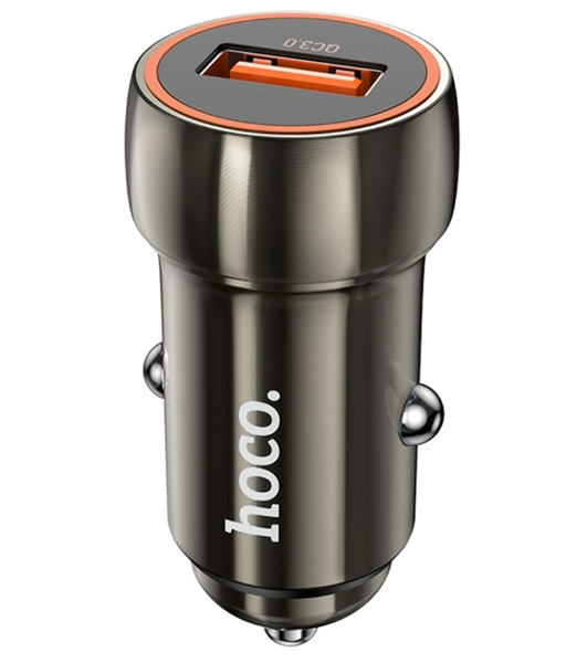 Автомобильная зарядка HOCO Z46 Blue shield, 1xUSB, 18W, серый металлик