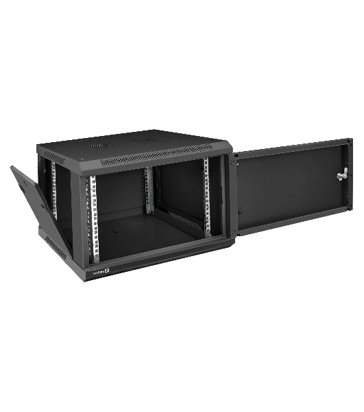 Шкаф телекоммуникационный 19' настенный 6U ExeGate EC-WM-6U.450.M.BLACK (19', 6U, 600x450x370мм (ШхГхВ), передняя дверь металл, съемные боковые панели, пыле- и влагозащита IP23, черный RAL 9004)