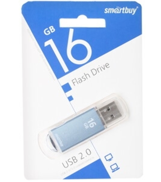 Флешка USB Smartbuy V-Cut series blue (SB16GbVC-B), 16Gb, USB 2.0, R/W 25/15, синий