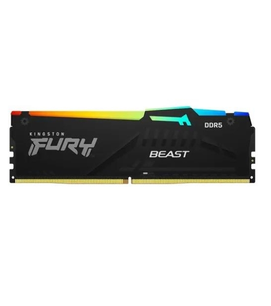 Оперативная память Kingston Fury Beast, DDR5, 32Gb (1x32Gb), 5200MHz, CL40, DIMM, с радиаторами, RGB, черный