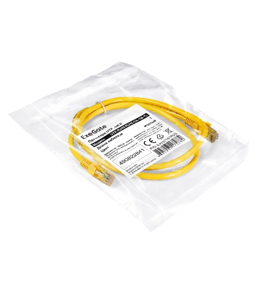 Патч-корд ExeGate UTP-RJ45-RJ45-C6-1M-YL, UTP, cat.6, 1м, желтый