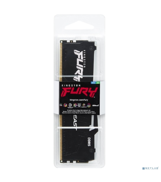 Оперативная память Kingston Fury Beast, DDR5, 16Gb (1x16Gb), 6000MHz, CL30, DIMM, с радиатором, RGB, черный