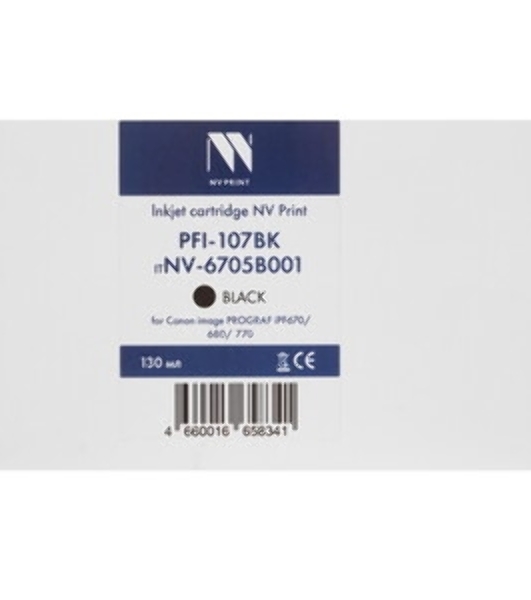 Картридж струйный NVPrint PFI-107BK (NV-6705B001) Black для Canon imagePROGRAF iPF670/680/770 (130 мл)