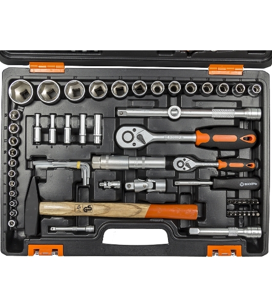Набор инструментов, 1/2', 1/4', CrV, пластиковый кейс 76 предм