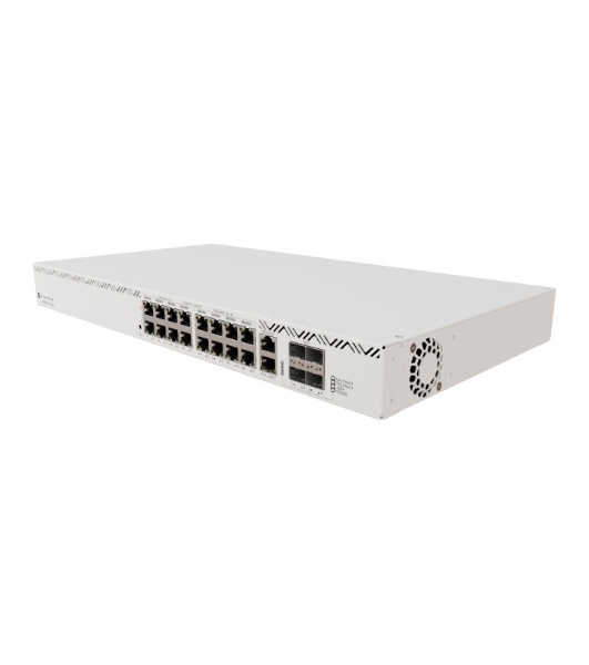 Коммутатор MikroTik CRS320-8P-8B-4S+RM Cloud Router Switch with dual-core 800 MHz CPU, 256 MB RAM, 98DX226S switch chip, 17 x Gigabit Eth ports (8 x 802.3af/at, 8 x 802.3bt PoE-out), 4 x 10G SFP+ ports, RouterOS L5, 1U rackmount enclosure, 600W PSU