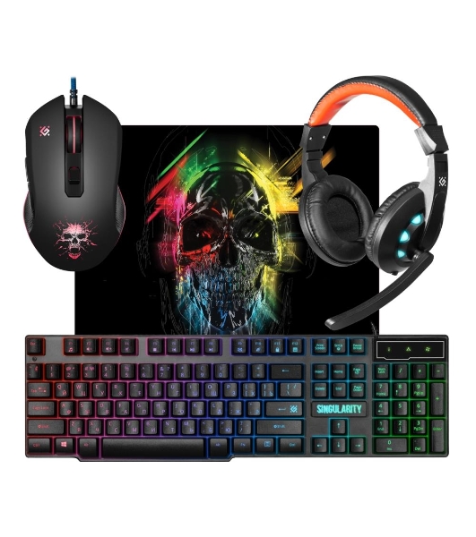 Комплект клавиатура+мышь Defender Singularity MKP-118 проводной, USB, 3200 DPI, чёрный