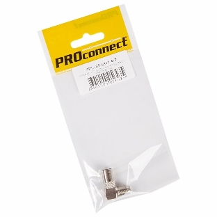 Переходник антенный PROconnect (гнездо F - штекер TV), угловой (1 шт.) (пакет)