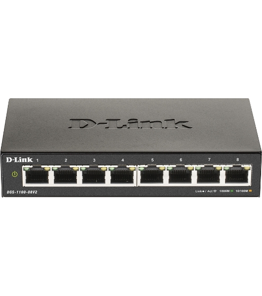 Коммутатор D-Link DGS-1100-08V2/A1A, 8×1 Гбит/с, настраиваемый