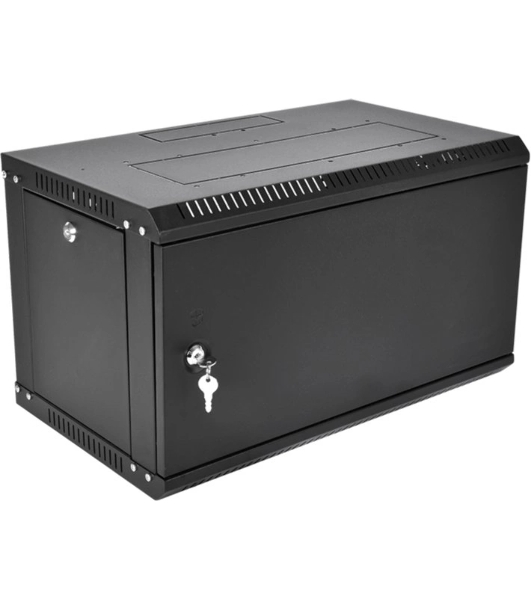 Шкаф телекоммуникационный настенный разборный ЦМО ЭКОНОМ 6U (600 x 650) дверь металл, черный (ШРН-Э-6.650.1-9005)
