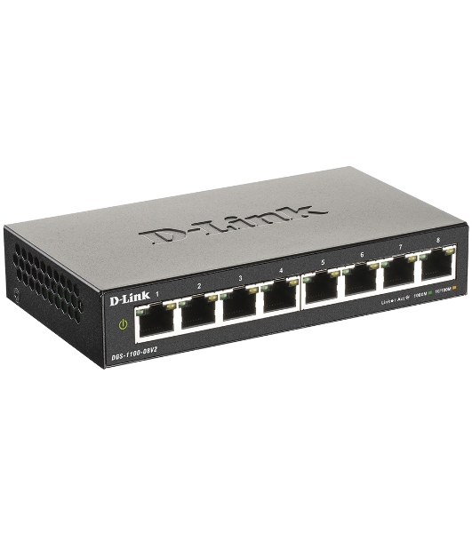 Коммутатор D-Link DGS-1100-08V2/A1A, 8×1 Гбит/с, настраиваемый