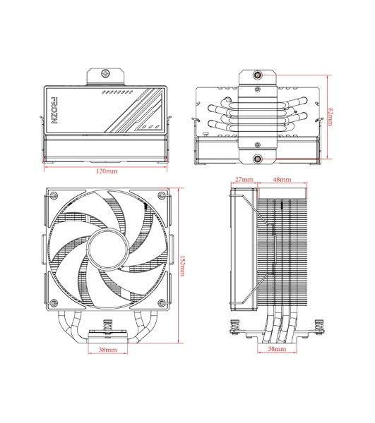 Кулер ID-Cooling FROZN A410 ARGb черный 120мм алюминий/медь 2000rpm 30db 4-pin 220W 152мм