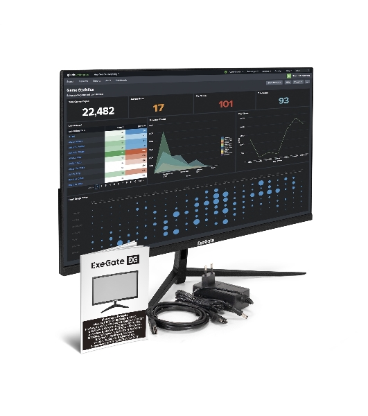 Монитор 27' ExeGate SuperView EH2707A IPS 1920x1080, 100 Гц, 5 мс, 16:9, 250 кд/м², HDMI 2.0, DP, VGA, 3.5 мм, FreeSync, черный