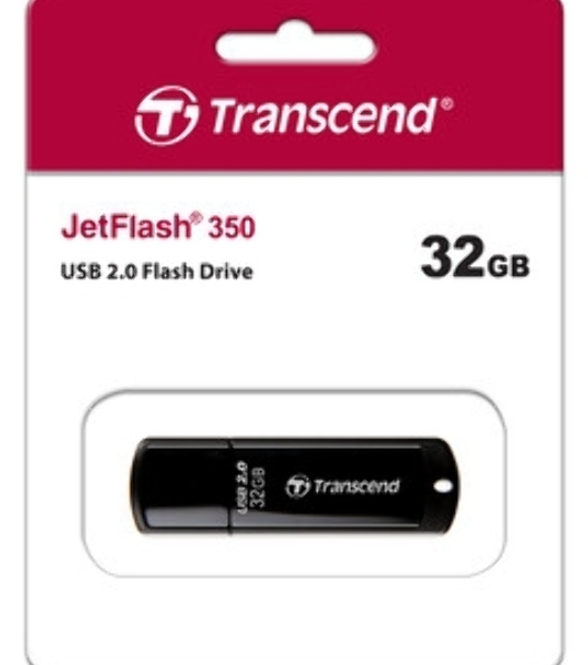 Флешка USB Transcend JetFlash 350 (TS32GJF350), 32Gb, USB 2.0, R/W 15/7, черный