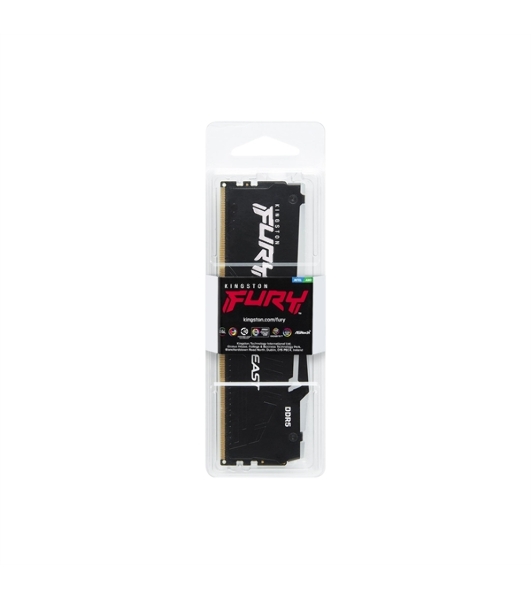 Оперативная память Kingston Fury Beast, DDR5, 32Gb (1x32Gb), 5200MHz, CL40, DIMM, с радиаторами, RGB, черный