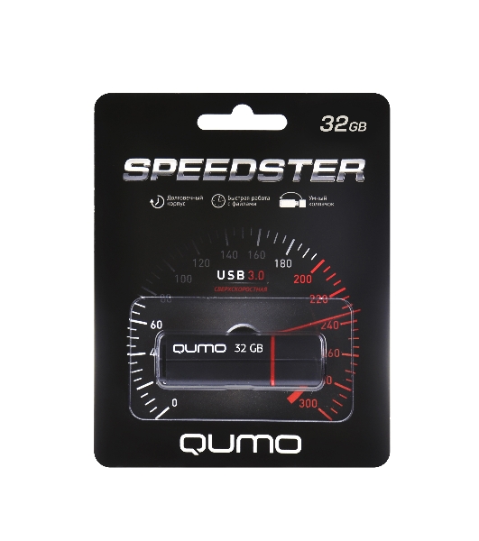 Флешка USB 3.0 QUMO 32Gb, Speedster черный